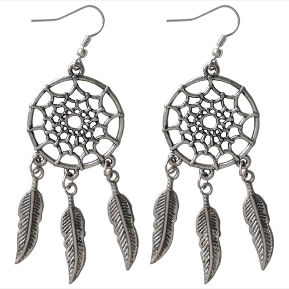 Sliver Dream Catcher Earrings - Picture 3 of 5